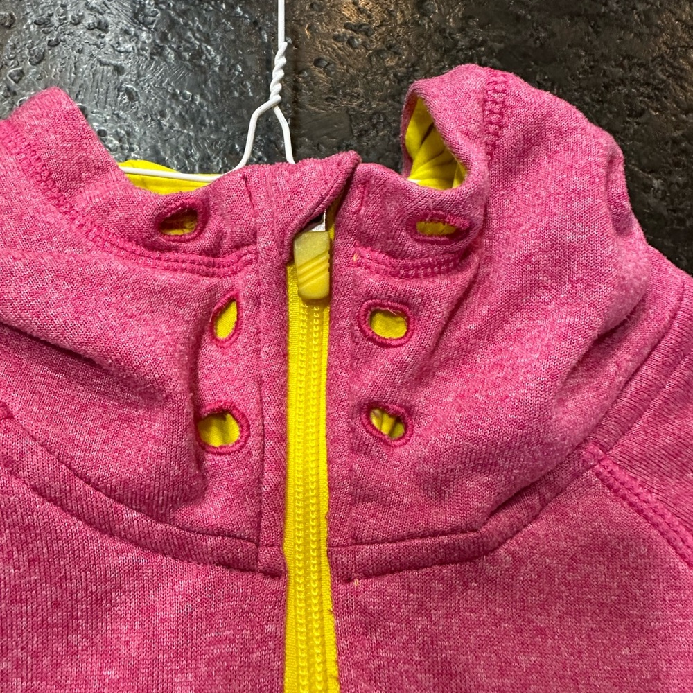 Adidas Women's Climawarm Pink Hoodie with Yellow Zipper - Picture 10 of 13